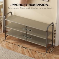 Ingiordar Shoe Rack 3 Tier Long Storage Organizer Wide Metal Shoe Shelf For Closet Entryway Bronze