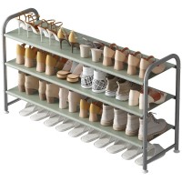 Ingiordar Shoe Rack 3 Tier Long Storage Organizer Wide Metal Shoe Shelf For Closet Entryway Grey