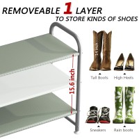 Ingiordar Shoe Rack 3 Tier Long Storage Organizer Wide Metal Shoe Shelf For Closet Entryway Grey