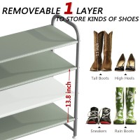 Ingiordar Shoe Rack 4 Tier Long Storage Organizer Wide Metal Shoe Shelf For Closet Entryway Grey