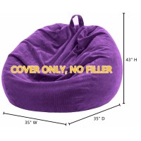 Nobildonna 3 Ft Bean Bag Chair Cover No Filler For Adults And Kids 300L Extra Large Stuffed Animal Storage Bean Bag Washable