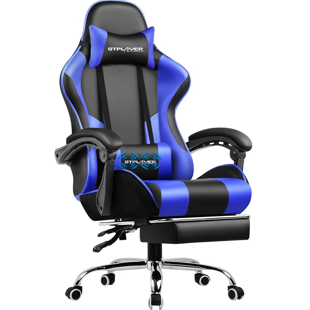 Gtplayer Gaming Chair Computer Chair With Footrest And Lumbar Support Height Adjustable Game Chair With 360Swivel Seat And He