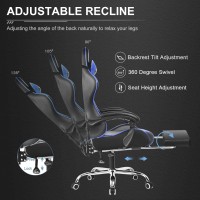 Gtplayer Gaming Chair Computer Chair With Footrest And Lumbar Support Height Adjustable Game Chair With 360Swivel Seat And He