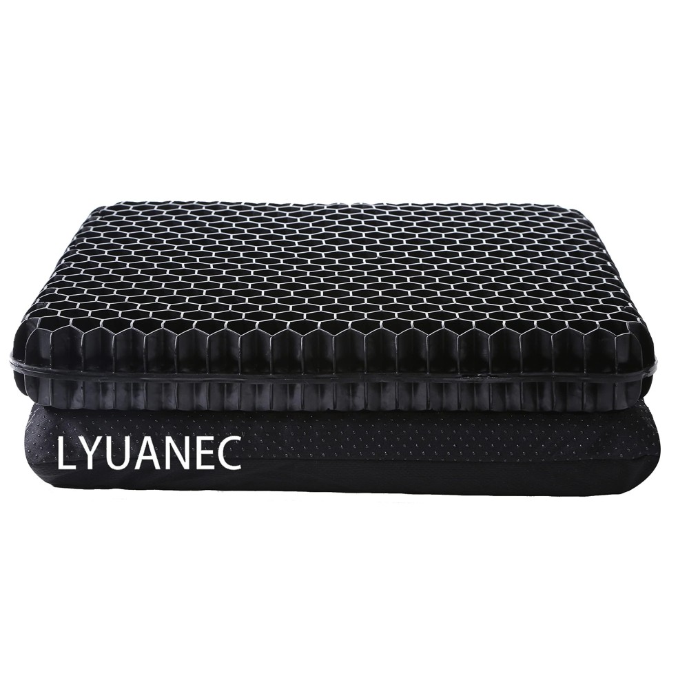 Lyuanec Gel Seat Cushion 2.4 Inch Thick, Double Thicken Layer, Relief Tailbone Pressure, Breathable Honeycomb Design Gel Cushion With Washable Non-Slip Cover For Office Chair, Wheelchair