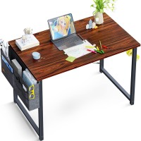 Odk 32 Inch Small Computer Desk Study Table For Small Spaces Home Office Student Laptop Pc Writing Desks With Storage Bag Headphone Hook, Deep Brown Kids Desk