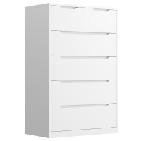 Enhomee Dresser Dresser For Bedroom White Dresser With 6 Wood Large Drawers Dressers Chests Of Drawers With Large Organizer