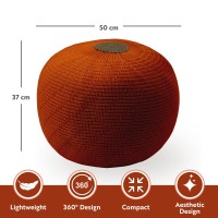 English Home Ottoman Foot Rest, Room Decor, Home Decor, Bedroom Decor, Ideal For Living Room, Comfortable Pouf, Armchair, Floor Cushion, 100% Knitted Bean Bag, Footstool, 15X20 Inch, Terracotta