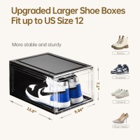 Amllas 10 Pack Shoe Boxes Stackable Upgraded Sturdy Storage Boxes With Clear Magnetic Door Multifunctional Sneaker Organizer Fit