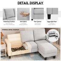 Yeshomy Convertible Sectional Small Sofa Lshaped Couch Seat With Modern Linen Fabric For Living Room Apartment Study And Offi