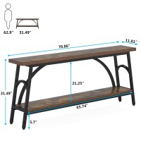 Tribesigns Extra Long Sofa Tables, 70.8??Onsole Table For Entryway, Wood Console Table 2 Tier Tv Stand, Behind Couch Table For Living Room, Rustic Brown Black