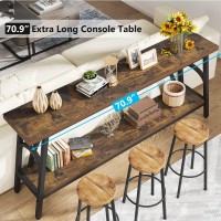 Tribesigns Extra Long Sofa Tables, 70.8??Onsole Table For Entryway, Wood Console Table 2 Tier Tv Stand, Behind Couch Table For Living Room, Rustic Brown Black