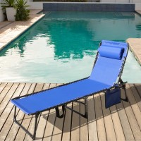 Veikou Chaise Lounge Chair 5Position For Outside Upgraded Adjustable Sun Lounger Folding Outdoor Lounge Chairs For Lawn Patio