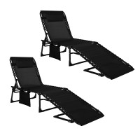 Veikou Lounge Chair For Outside Set Of 2 5Position Chaise Lounge Chair Outdoor Upgraded Lay Flat Lounge Chair Outdoor Lounge