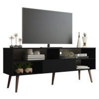 Madesa Modern Tv Stand With 1 Door, 4 Shelves For Tvs Up To 65 Inches, Wood Entertainment Center 23'' H X 15'' D X 59'' L - Black