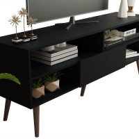 Madesa Modern Tv Stand With 1 Door, 4 Shelves For Tvs Up To 65 Inches, Wood Entertainment Center 23'' H X 15'' D X 59'' L - Black