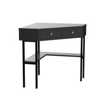 Ifanny Corner Desk With Drawers, 90 Degrees Triangle Desk W/Storage Shelves And Metal Frame, Corner Writing Desk, Corner Makeup Vanity Table, Small Corner Desks For Small Spaces (Black)