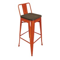 Neos Modern Furniture Metal Barstool W/Woodseat And Backrest 26