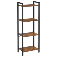 Vasagle 4-Tier Tall Bookshelf, Narrow Bookcase With Steel Frame, Skinny Book Shelf For Living Room, Home Office, Study, 9.4 X 15.7 X 42.1 Inches, Industrial Style, Rustic Brown And Black Ulls099B01
