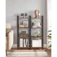 Vasagle 4-Tier Tall Bookshelf, Narrow Bookcase With Steel Frame, Skinny Book Shelf For Living Room, Home Office, Study, 9.4 X 15.7 X 42.1 Inches, Industrial Style, Rustic Brown And Black Ulls099B01