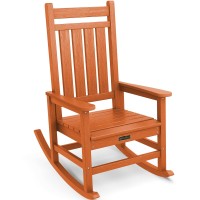 Serwall Oversized Rocking Chair Outdoor Rocking Chair For Adults All Weather Resistant Porch Rocker For Lawn Garden Orange