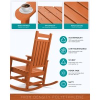 Serwall Oversized Rocking Chair Outdoor Rocking Chair For Adults All Weather Resistant Porch Rocker For Lawn Garden Orange