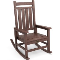 Serwall Oversized Rocking Chair Outdoor Rocking Chair For Adults All Weather Resistant Porch Rocker For Lawn Garden Brown