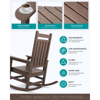 Serwall Oversized Rocking Chair Outdoor Rocking Chair For Adults All Weather Resistant Porch Rocker For Lawn Garden Brown