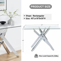 Modern Style Console Table Narrow Sofa Table With Tempered Glass Top And Metal Tubular Legs, 45