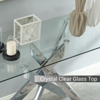 Modern Style Console Table Narrow Sofa Table With Tempered Glass Top And Metal Tubular Legs, 45