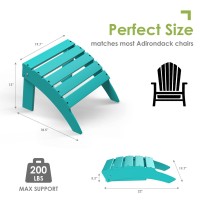 Greenvines Adirondack-Ottoman | Folding | Hdpe Plastic | Outdoor Footrest | All Weather | Foot Rest | Foot Stool | Aqua | For Adirondack Chair | For Patio Backyard Pool