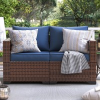 Udpatio Loveseat Patio Wicker Sofa Outdoor Rattan Sectional Couch Furniture Steel Frame Wfurniture Cover Nonslip Cushion And