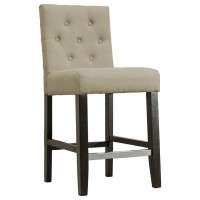 Best Master Kimberly 24 Fabric Upholstered Bar Stool in Beige Set of 2