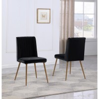 Newport Black Velvet Dining Chairs with Gold LegsSet of 2