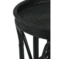 Antonio Round Rattan Tray Top Accent Table Black