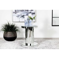 Dorielle Crystal Inlay Round Top Accent Table Mirror