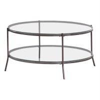 Laurie Glass Top Round Coffee Table Black Nickel and Clear