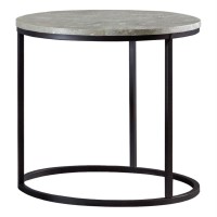 Lainey Faux Marble Round Top End Table Grey and Gunmetal