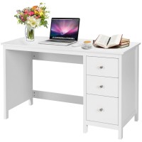 Ifanny Computer Desk With Drawers, Modern Office Desk With Storage, Wood Student Desk For Bedroom, Work From Home Desk, Study Desk For Adults, Compact Writing Desk For Small Spaces (White)