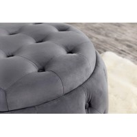 Angelina Tufted Storage Round Ottoman Steel Grey