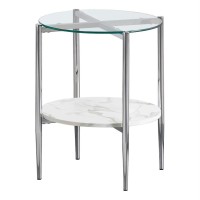 Cadee Round Glass Top End Table Clear and Chrome