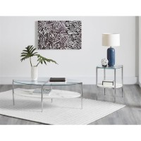 Cadee Round Glass Top End Table Clear and Chrome