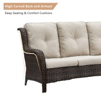 Hummuh Patio Furniture Set 7 Pieces Wicker Outdoor Sectional Sofa With Swivel Rocker Chairs Coffee Side Table Outdoor Ottomans F