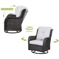 Hummuh Patio Furniture Set 7 Pieces Wicker Outdoor Sectional Sofa With Swivel Rocker Chairs Coffee Side Table Outdoor Ottomans F