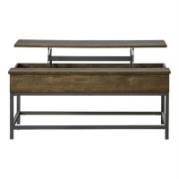 Byers Black Coffee Table with Hidden Storage Brown Oak and Sandy Black