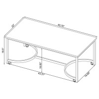 Leona Coffee Table with Casters White and Satin Nickel