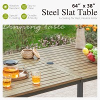 Sophia William 6Person Metal Outdoor Patio Dining Table Rectangular Ecoating Xlarge 638L X 382W Slat Tabletop Adjust