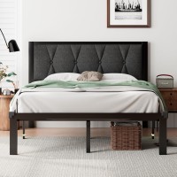 Ipormis Queen Bed Frame With Upholstered Headboard Metal Platform Bed With Steel Slats Support 12 Under Bed Storage No Box