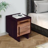 185 Inch Single Modern contemporary Style Mango Wood Nightstand Side Table with 1 Drawer and Door, cafe and Natural Brown(D0102H5T3g6)