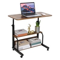 Dekhaoxe Adjustable Table Student Computer Desk Portable Home Office Furniture Small Spaces Sofa Bedroom Bedside Learn Play Game On Wheels Movable With Storage Size 31.5 * 15.7 In Oak