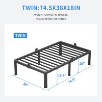 Maf 18 Inch Twin Bed Frames With Round Corner Legs Mattress Slide Stopper No Box Spring Needed Heavy Duty Metal Platform Bed Fra